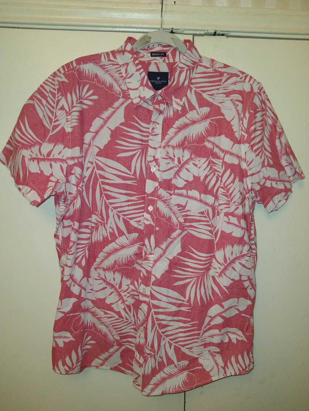 American Eagle Seriously Soft Short Sleeve Button Up Shirt Men's sz XL